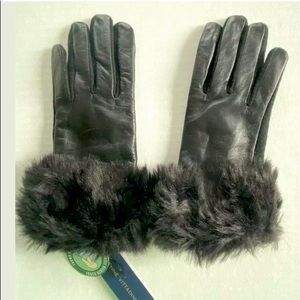 Black Leather Texting Gloves Adrienne Vittadini